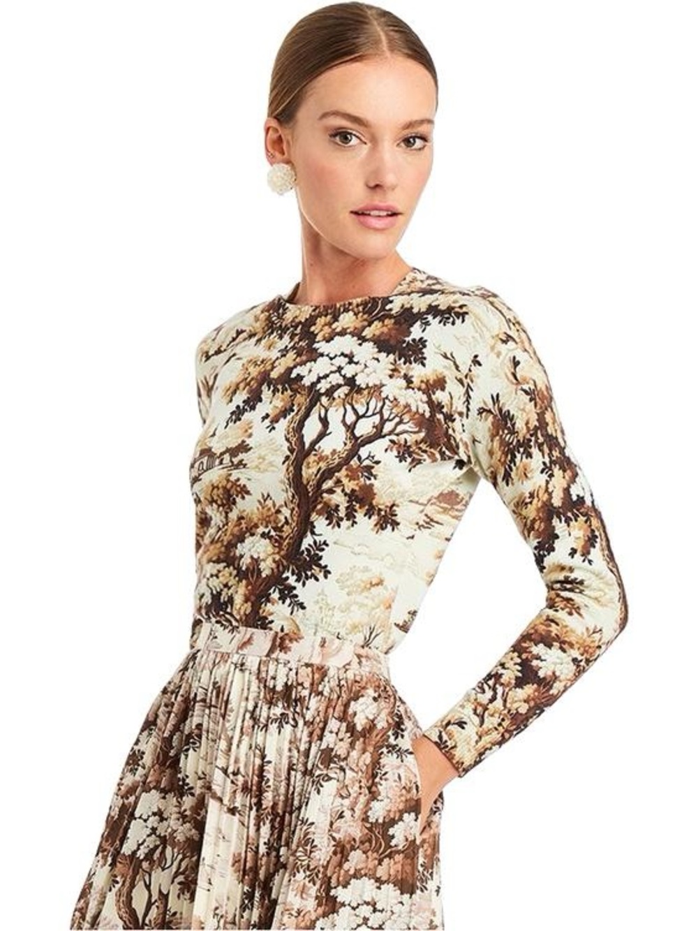 NWT Mestiza New York Phoebe Toile Print Knit Crew Neck Long Sleeve Sweater